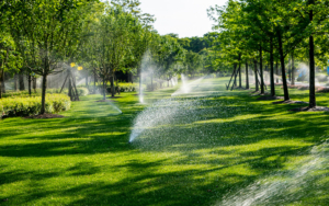 Sprinklers On Large Lawn